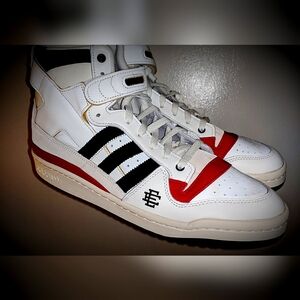Adidas size 12 white, black, and red